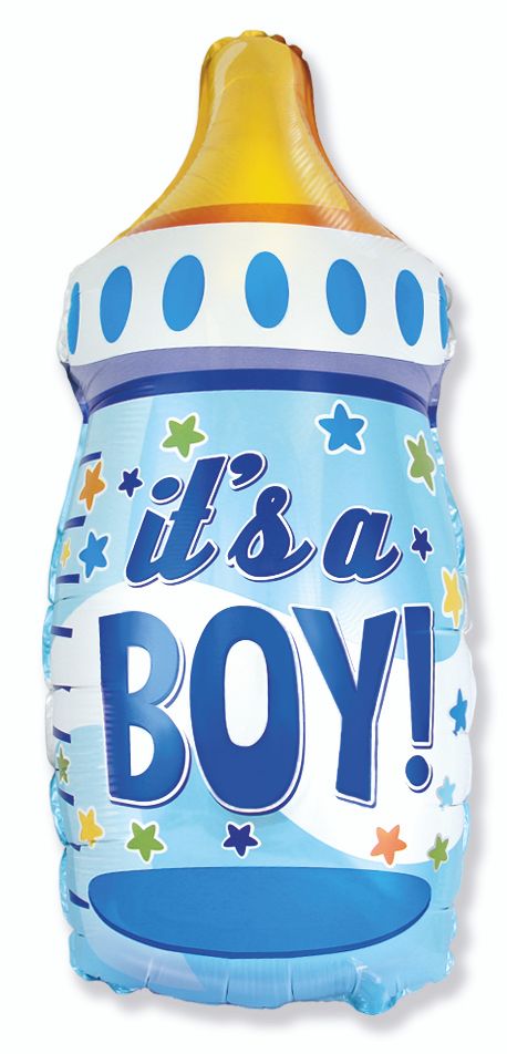 It's A Boy Bottle 31" Super Shape Foil Balloon