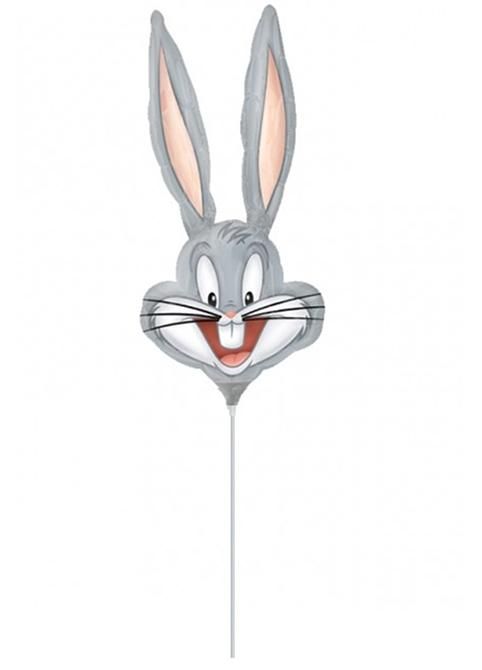 14" Grey Shape Bugs Bunny Balloon, Non Valve