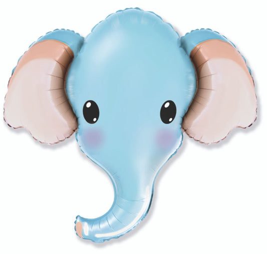 Elephant Head Blue 39" Foil Balloon