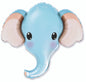 Elephant Head Blue 39" Foil Balloon