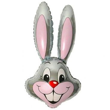 Bunny Head 35" Grey Super Shape Foil Balloon