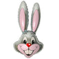 Bunny Head 35" Grey Super Shape Foil Balloon