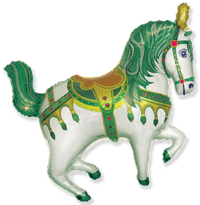 Fairground Horse Green 35" Foil Balloon