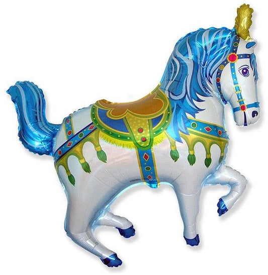 Fairground Horse Blue 35" Foil Balloon