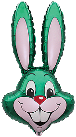 Bunny Head 35" Green Super Shape Foil Balloon