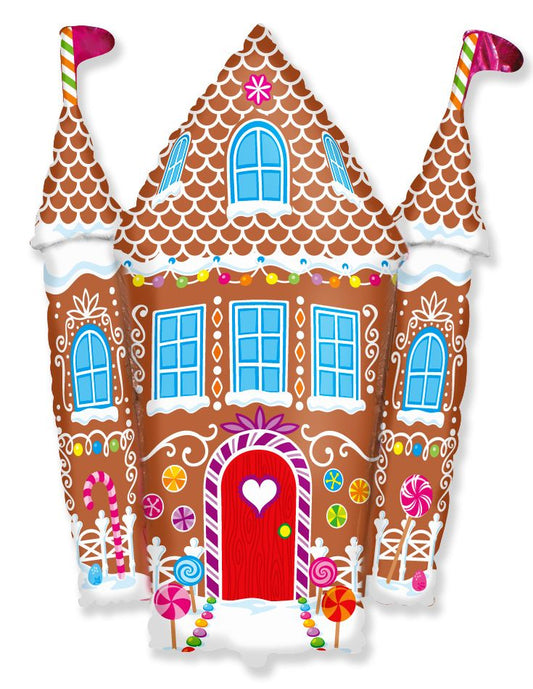 Candy Castle Gingerbread House 34" Foil Balloon