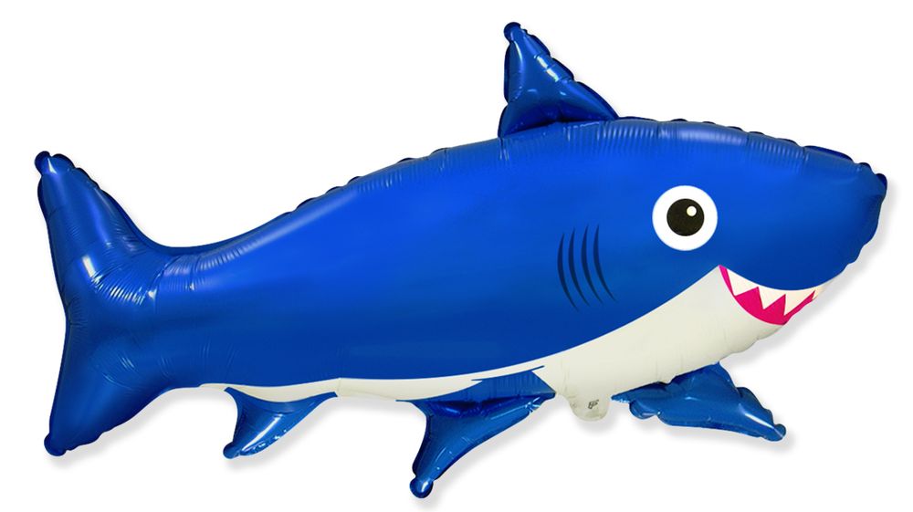 Happy Shark Blue 30" Foil Balloon