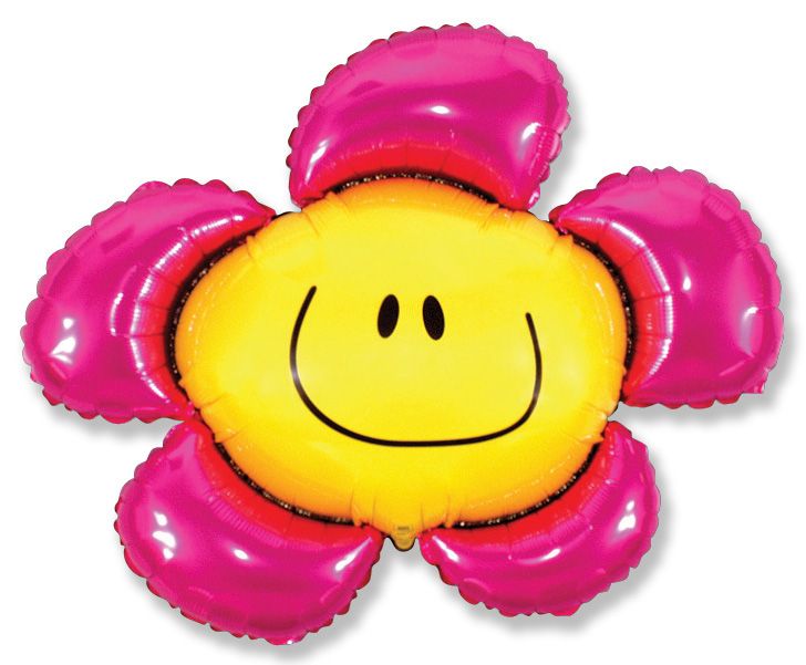 Smiling Flower Fuchsia 41" Foil Balloon