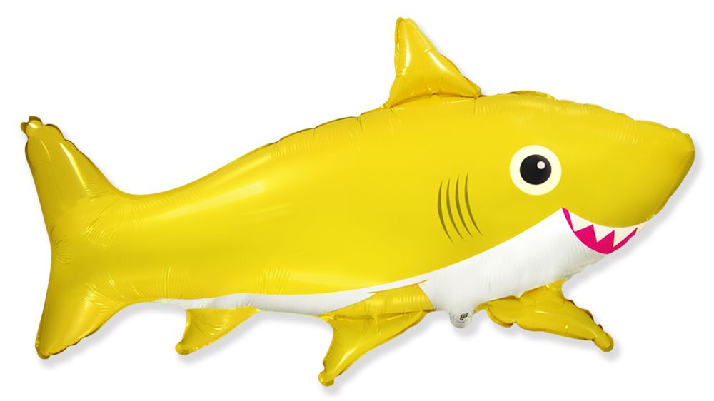 Happy Shark Yellow 30" Foil Balloon