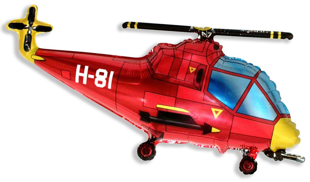 Helicopter Red 38" Foil Balloon