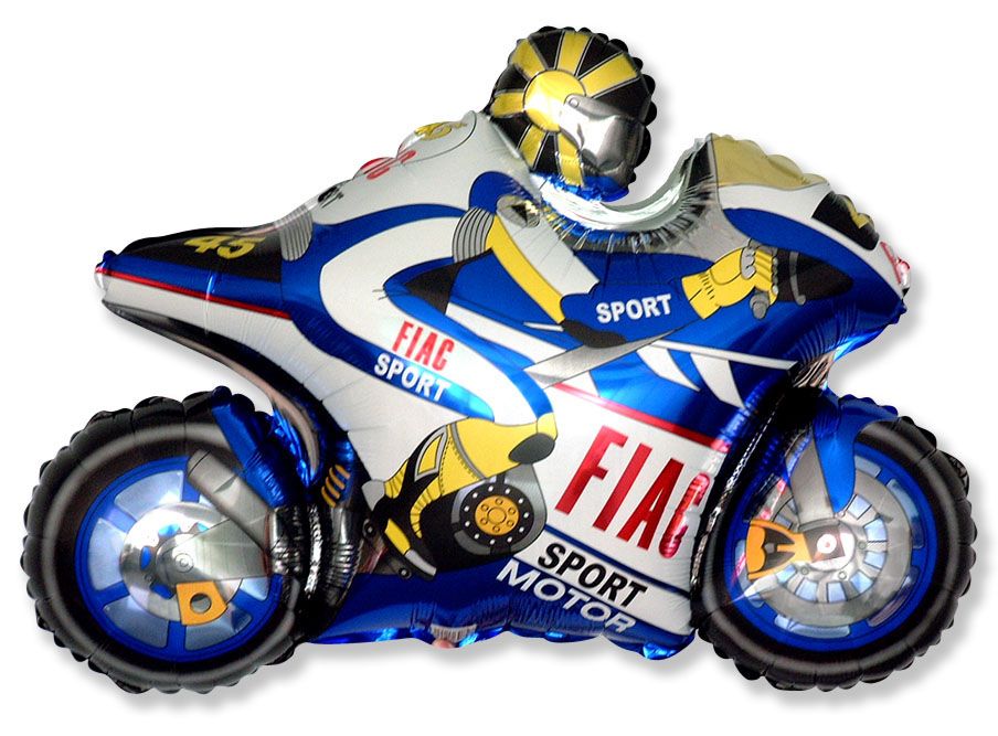 Motorbike Blue 38" Foil Balloon