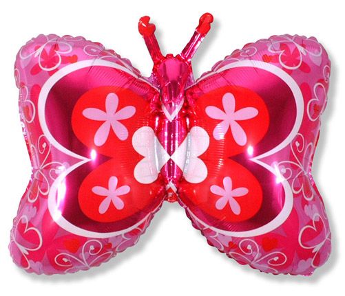 Butterfly Deco Fuchsia 35" Foil Balloon