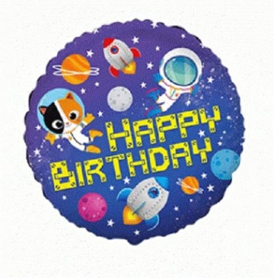 Birthday Space 18'' Round Foil Balloon