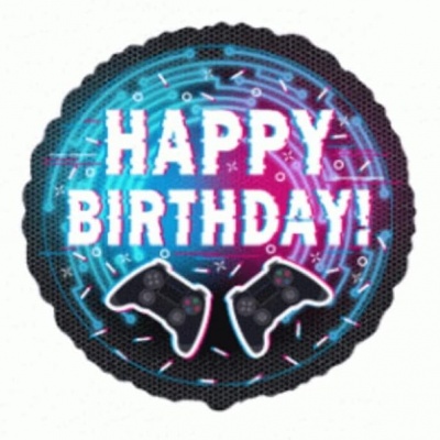 Birthday Game Controller 18'' Round Foil Balloon