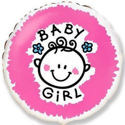 Baby Girl 18'' Round Foil Balloon