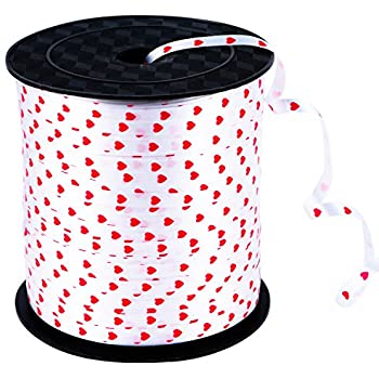 Curling Ribbon 5mm - Red Hearts