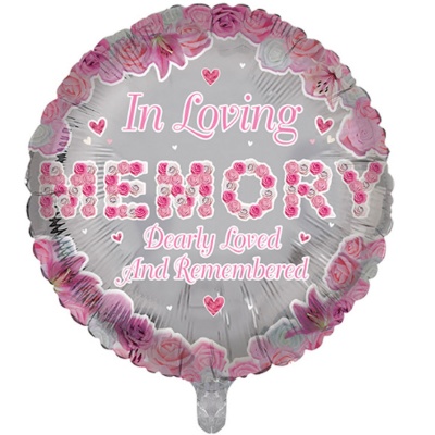 In Loving Memory Pink 18'' Round Foil Balloon